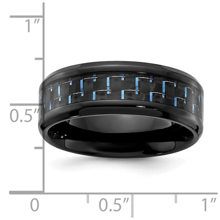 Exclusive 8mm Black Titanium Polished Band with Carbon Fiber Inlay - Stylish Value!-4