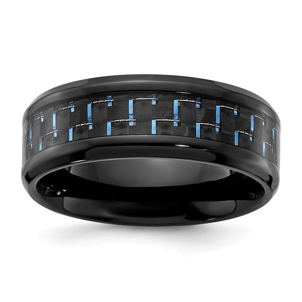 8mm Black Titanium Ring with Carbon Fiber Inlay