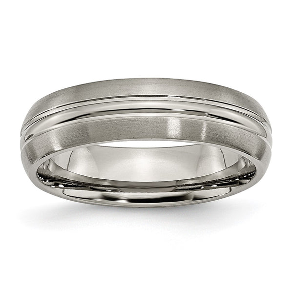 6mm Grooved Chisel Band in Brushed Titanium