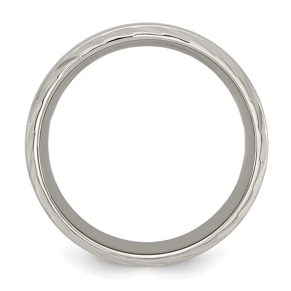 High-Quality 8mm Chiseled Titanium Band - Stylish Polished Finish & Grooved Edges