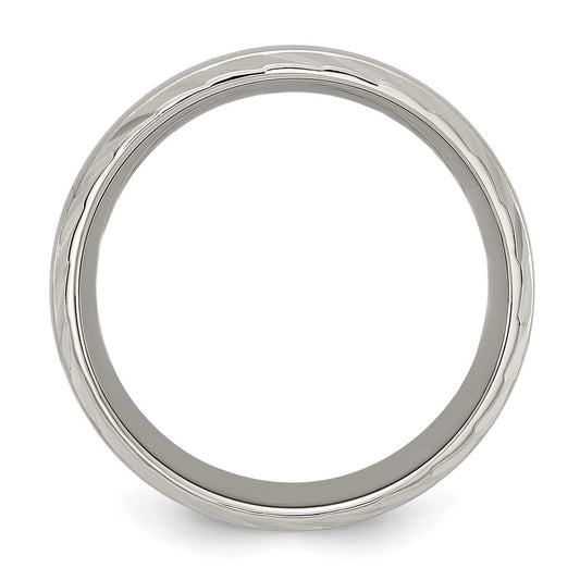 High-Quality 8mm Chiseled Titanium Band - Stylish Polished Finish & Grooved Edges