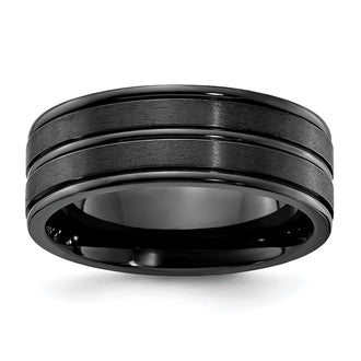 Buy Stylish 8mm Chisel Titanium Black IP-Plated Brushed & Polished Band