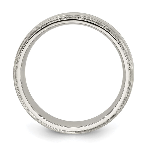 7mm Chiseled Titanium Band - Brushed Polished Edges