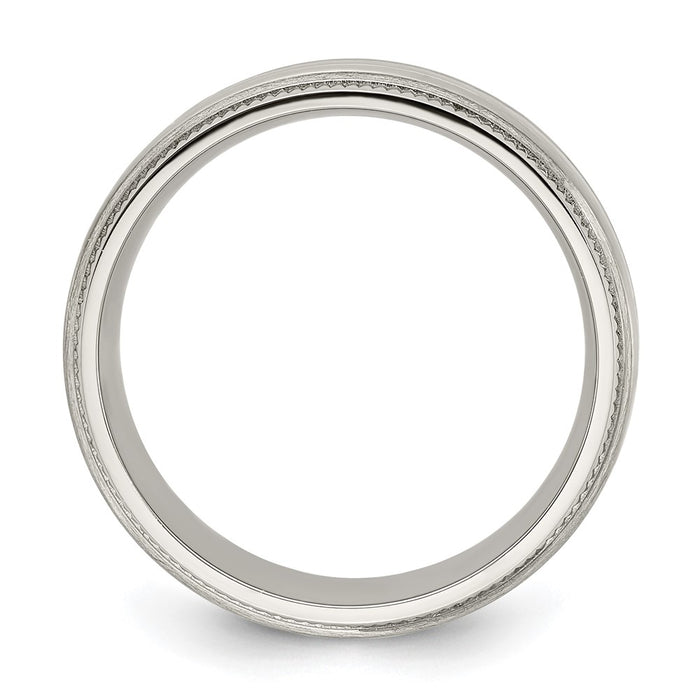 Buy Stylish 7mm Chiseled Titanium Band with Brushed & Polished Edges-2