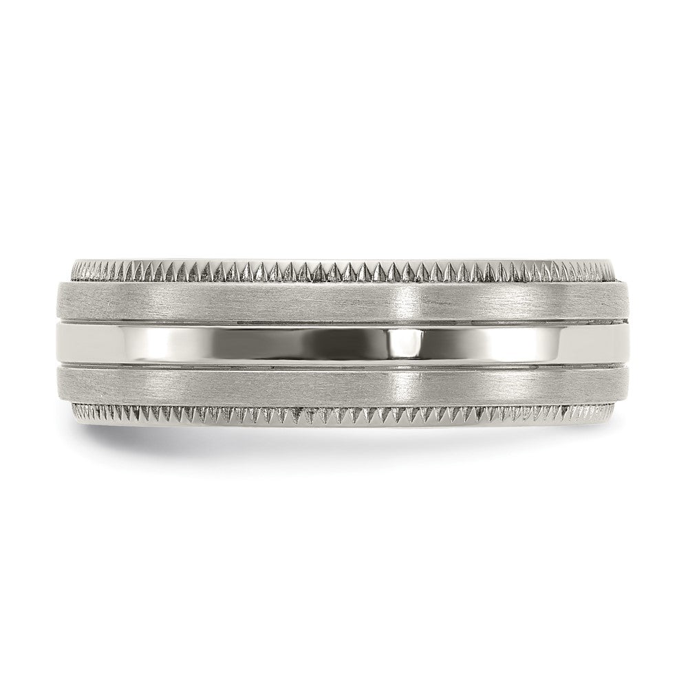 Buy Stylish 7mm Chiseled Titanium Band with Brushed & Polished Edges