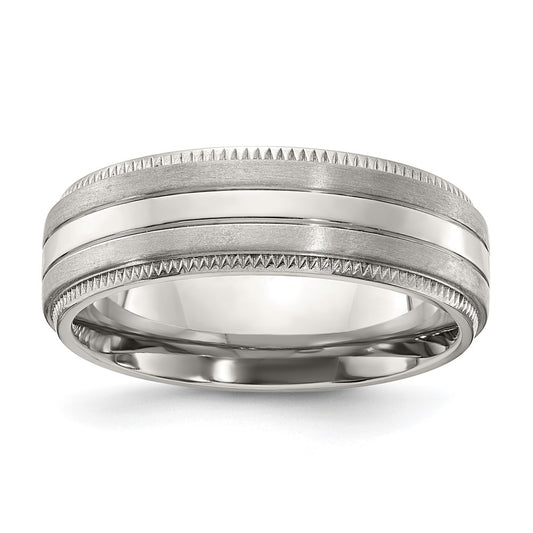Buy Stylish Chiseled Titanium 7mm Band with Brushed & Polished Edges