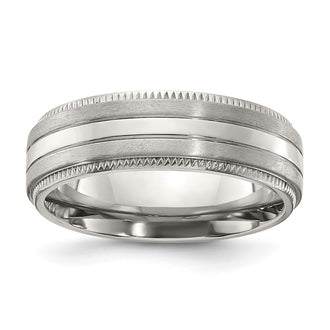 Buy High-Quality 7mm Chiseled Titanium Band with Stylish Brushed Edges