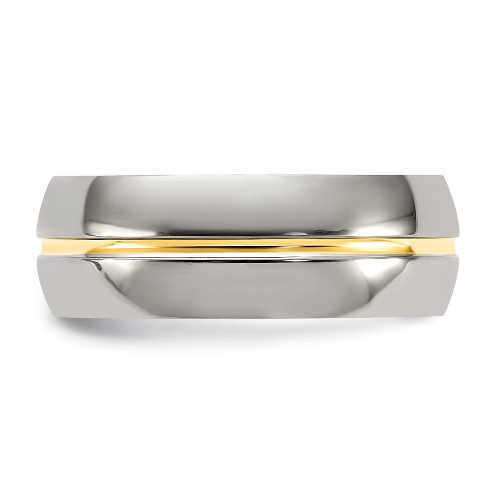 Buy Stylish 8mm Chisel Polished Band - Yellow IP-Plated Titanium, Luxury Value!
