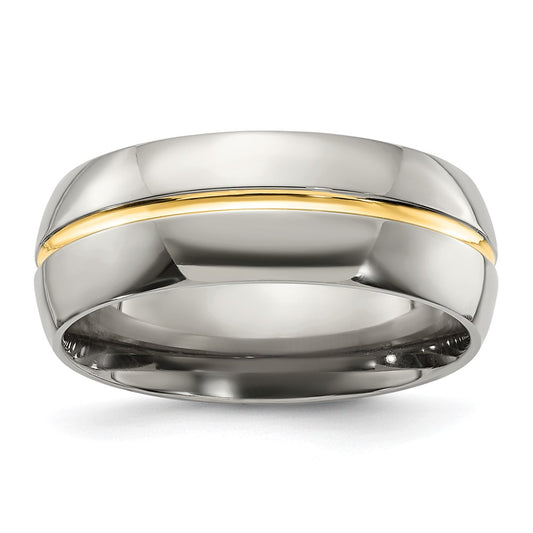 High-Quality Chisel 8mm Polished Band - Stylish Titanium Yellow IP-Plating