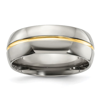 Buy Stylish 8mm Polished Titanium Band - Yellow IP-Plated, Luxury Look