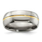 High-Quality 8mm Polished Grooved Band in Yellow IP-Plated Titanium - Stylish Value!-1
