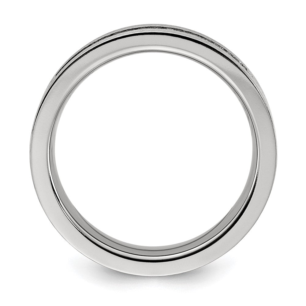 Buy Stylish 7mm Brushed Titanium Chisel Band with CZ Accents - Affordable Luxury