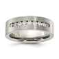 Exclusive 7.00mm Brushed Titanium Chisel Band with CZ Inlay - Stylish Value-9