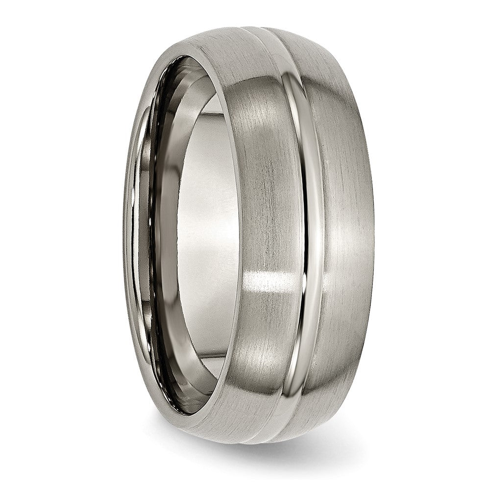 Buy Exclusive Brushed Titanium 8mm Grooved Band with Chiseled Design