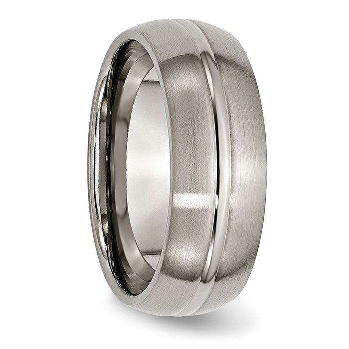 Buy Exclusive Brushed Titanium 8mm Grooved Band with Chiseled Design-4