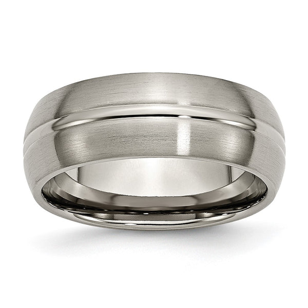 Brushed Titanium 8mm Grooved Chisel Band
