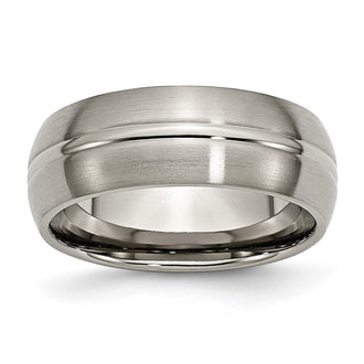 Buy Stylish Brushed Titanium 8mm Grooved Chisel Band - Affordable Luxury Ring
