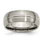High-Quality Brushed Titanium 8mm Grooved Chisel Band - Stylish Value Ring-1