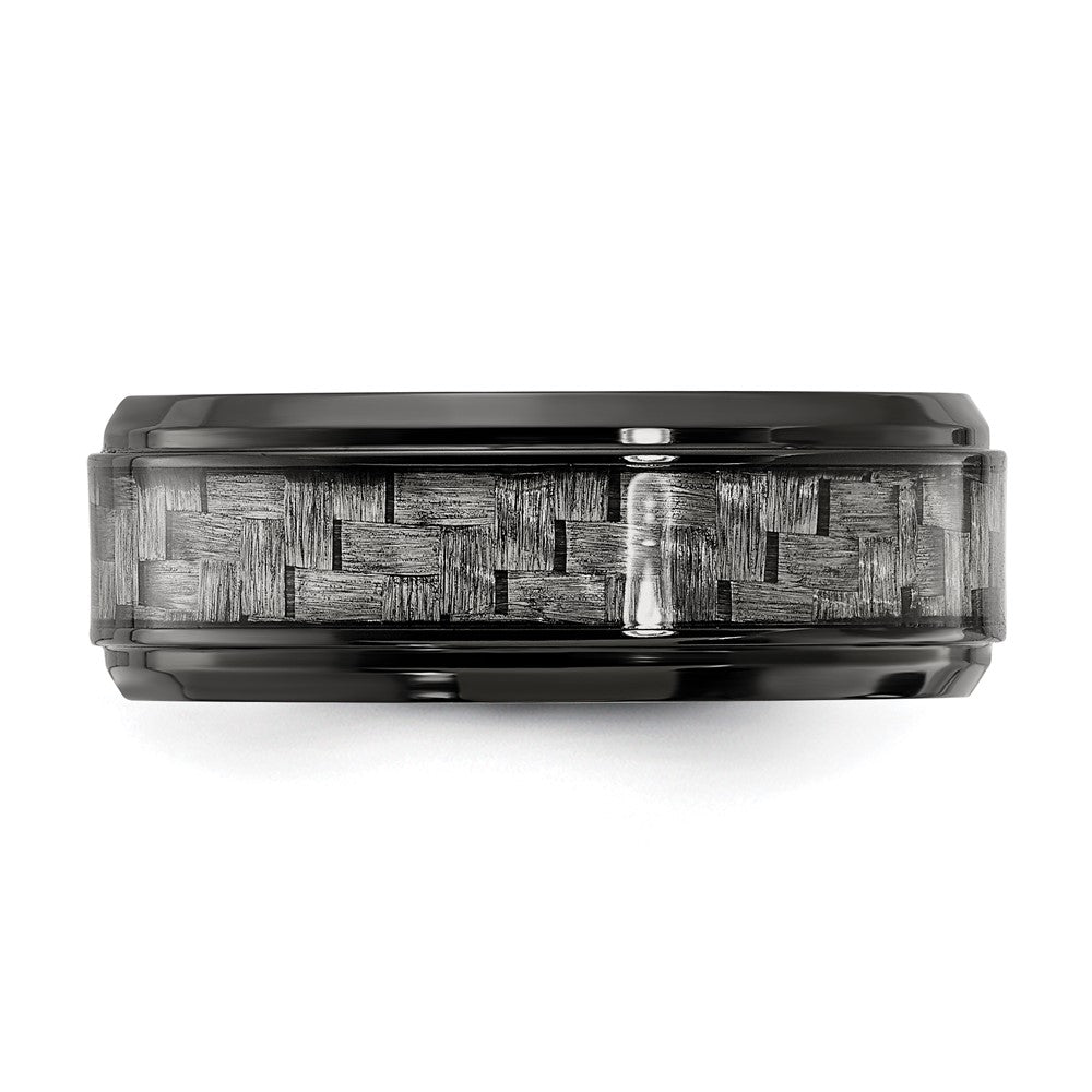 Exclusive 8mm Black Titanium Band with Grey Carbon Fiber Inlay - Stylish Value
