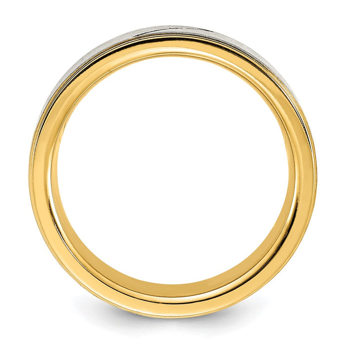 Buy Stylish 8.00mm Chisel Titanium Band - Polished Yellow IP & CZ Center-3