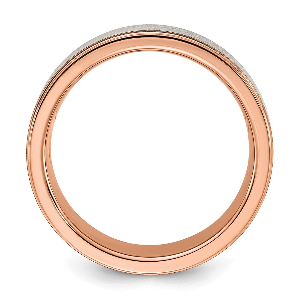 Buy Stylish 7mm Chisel Titanium Band - Brushed & Polished Rose IP Finish