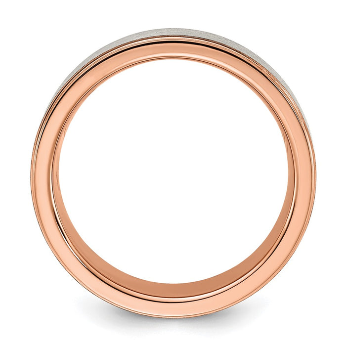 Buy Stylish 7mm Chisel Titanium Band - Brushed & Polished Rose IP Finish-3