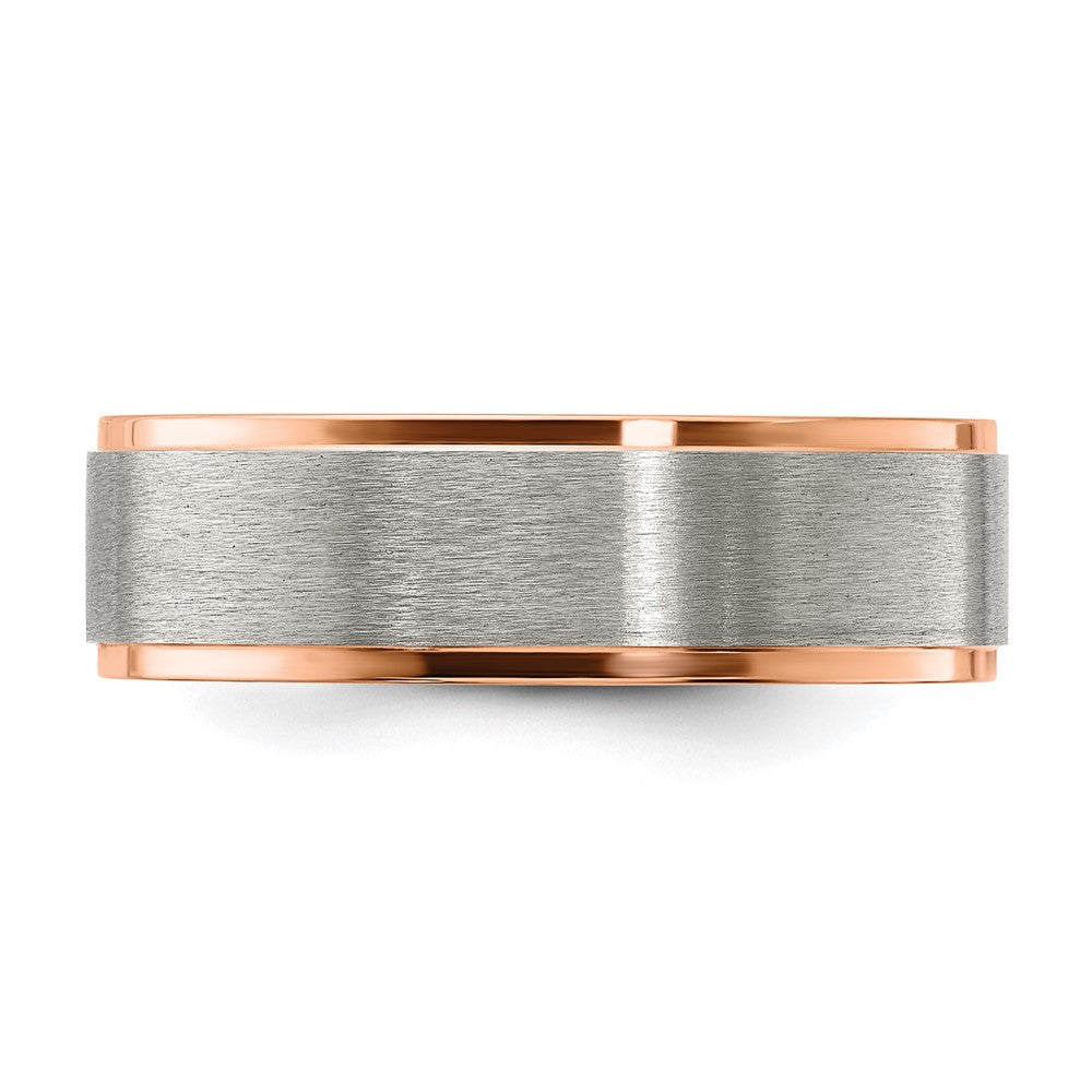 Buy Stylish 7mm Chisel Titanium Band - Brushed & Polished Rose IP Finish