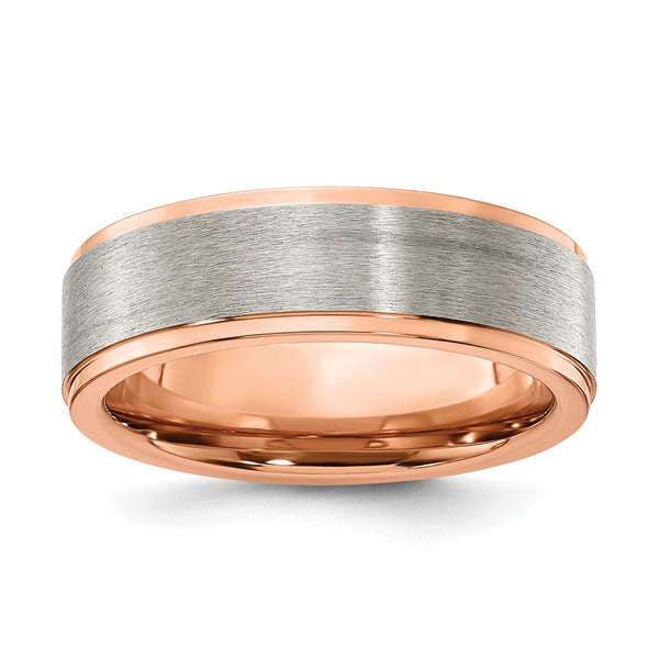 7mm Chisel Titanium Band - Brushed Polished Rose IP