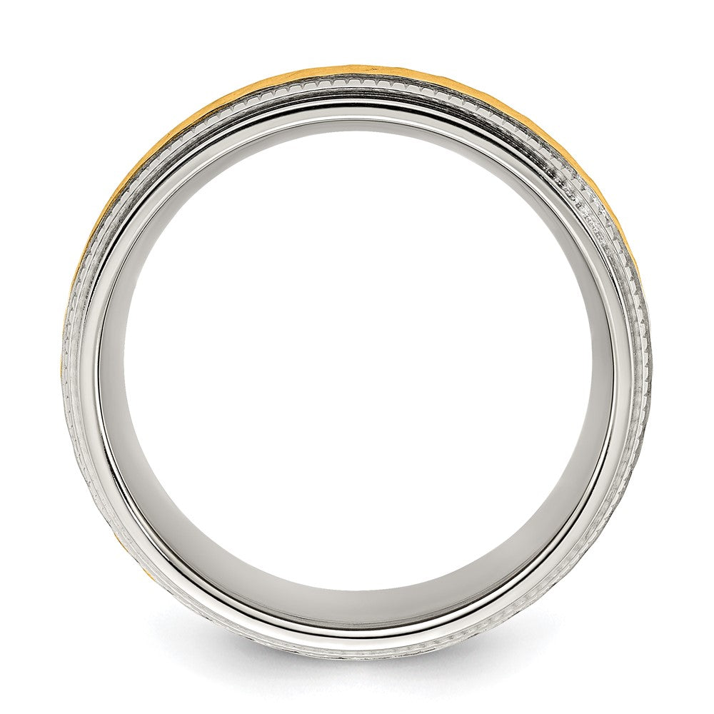 Buy Stylish 8.00mm Chisel Titanium Band - Polished Finish & Yellow IP-Plated Center