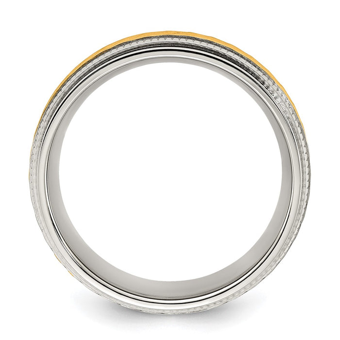 Buy Stylish 8.00mm Chisel Titanium Band - Polished Finish & Yellow IP-Plated Center-3