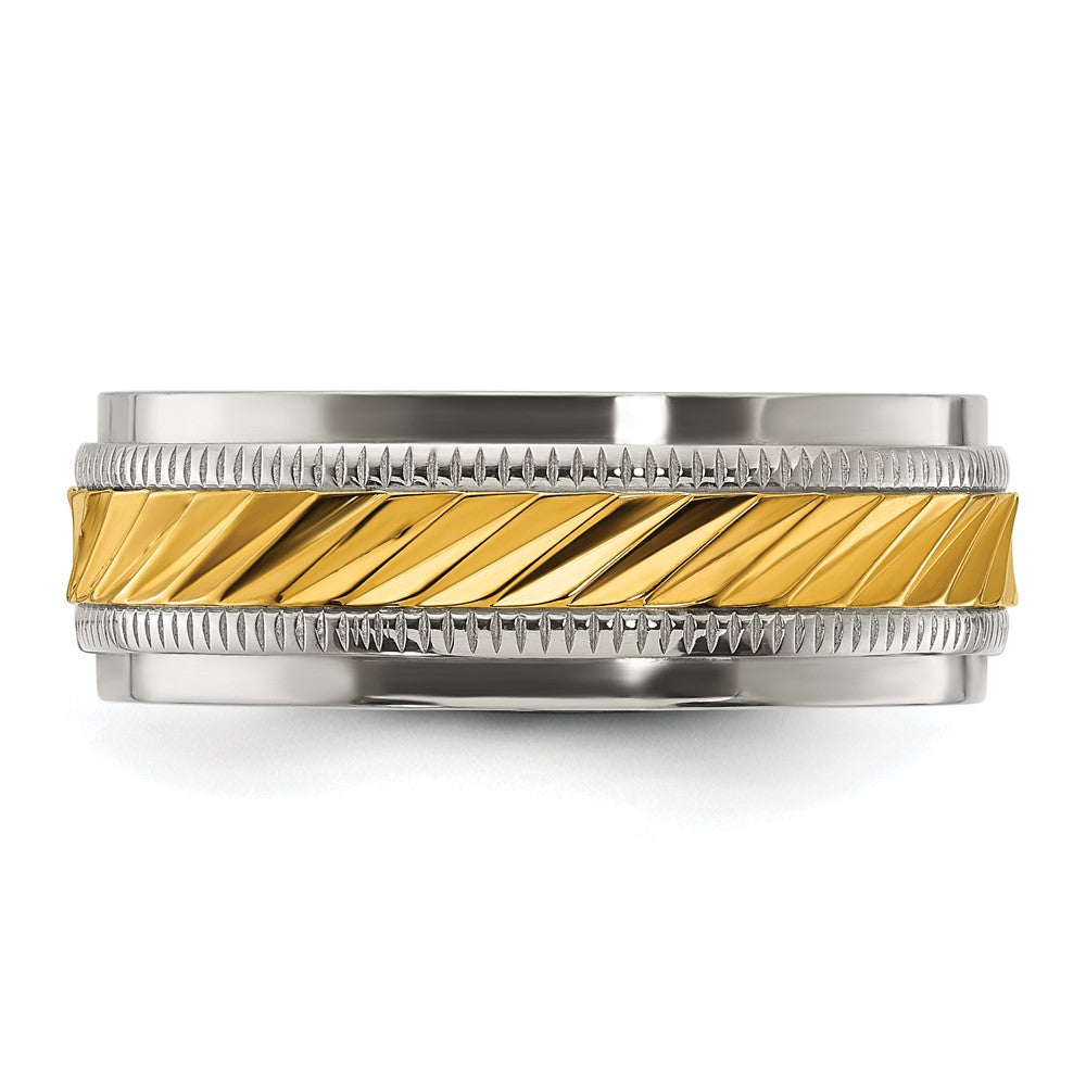 Buy Stylish 8.00mm Titanium Band | Polished Finish & Yellow IP-Plating