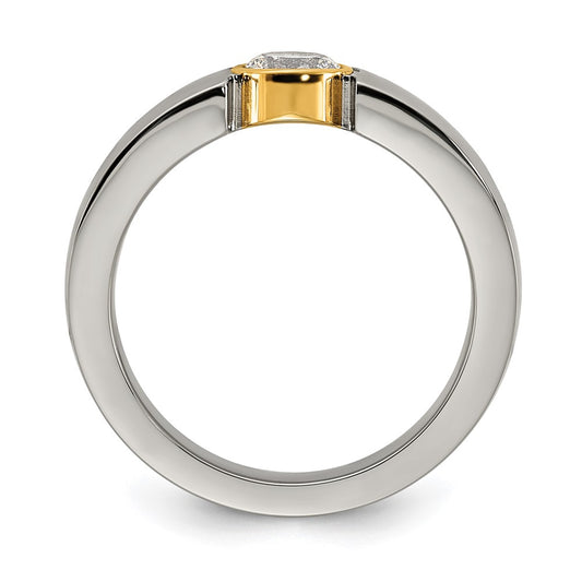 Buy High-Quality Chisel Titanium Tapered Ring, Stylish Yellow IP-Plated with CZ Accents