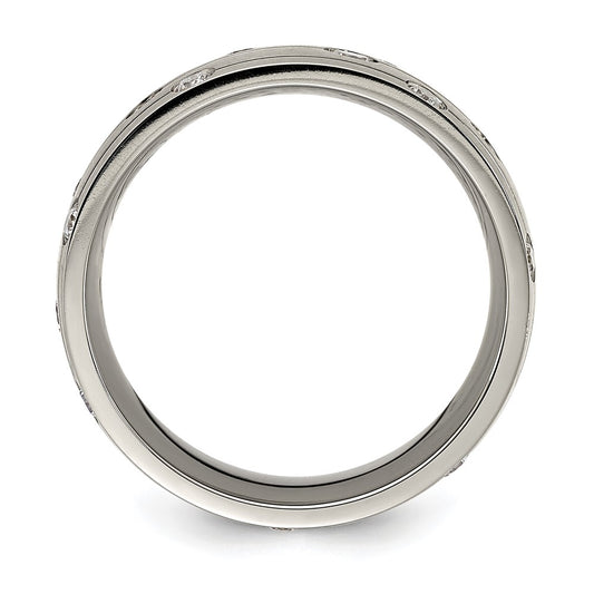 Buy Stylish 8mm Brushed Titanium Chisel Band with CZ Accent - Luxury Value