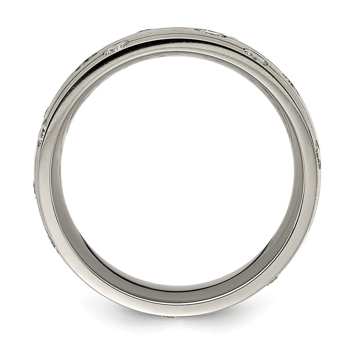 Buy Stylish 8mm Brushed Titanium Chisel Band with CZ Accent - Luxury Value-2