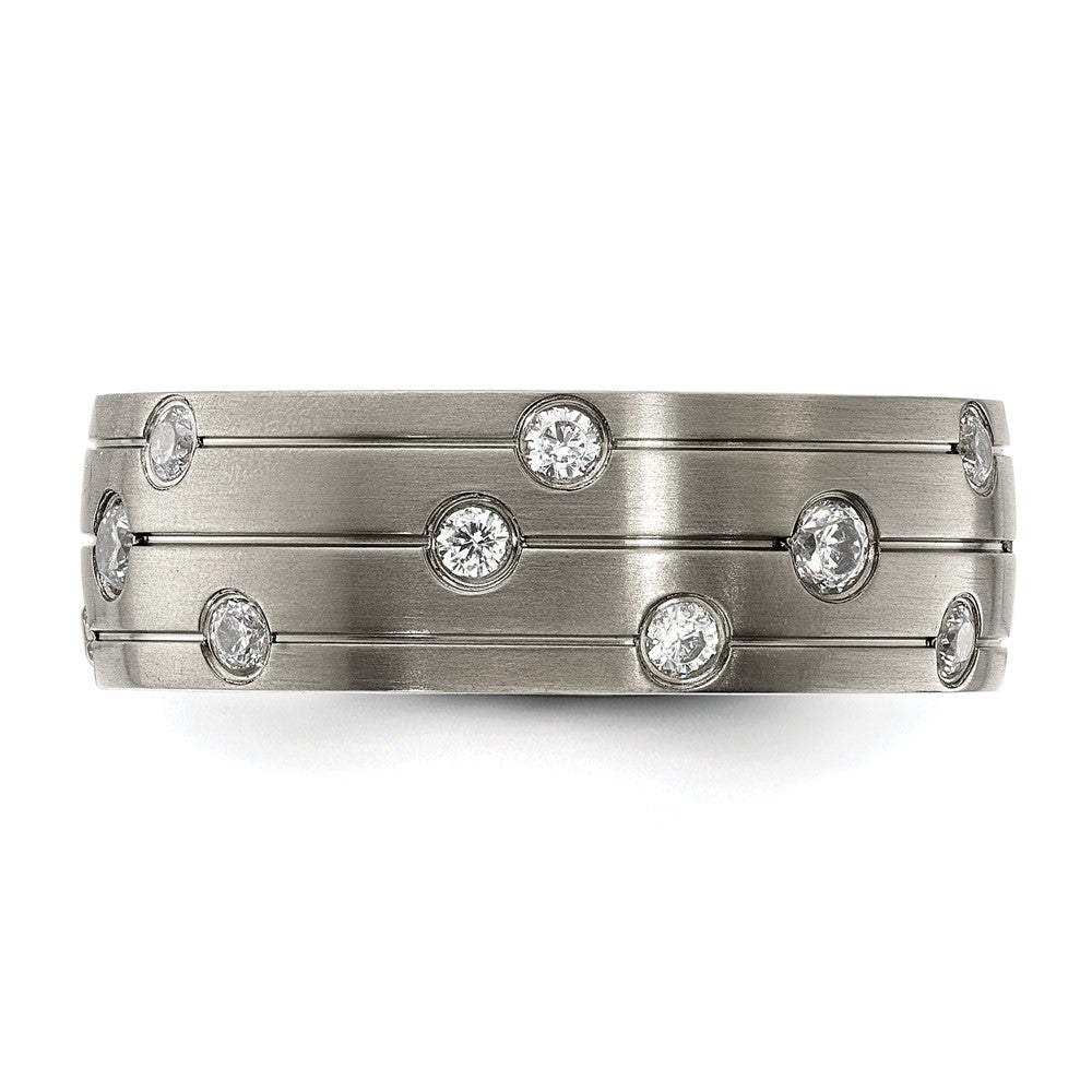 Buy Stylish Brushed Titanium Chisel Band, 8.00mm CZ Accent, Luxury Value