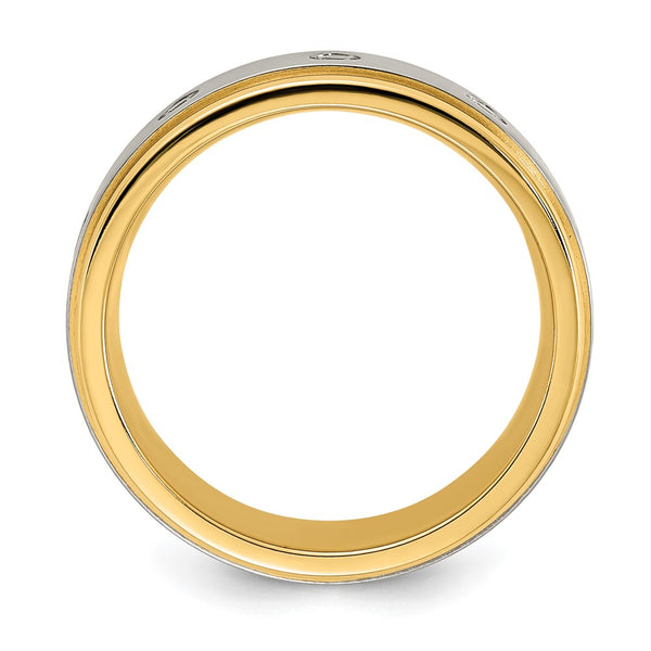 Chisel Titanium Band 8.00mm with Yellow IP-Plated CZ