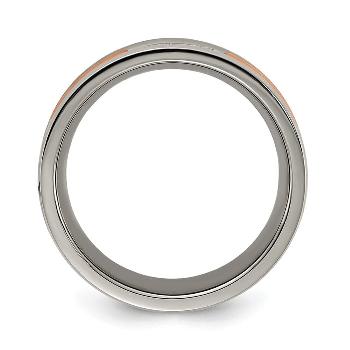 Buy Stylish Chisel Titanium Band 7.00mm CZ Accent - Affordable Rose IP-Plated-2