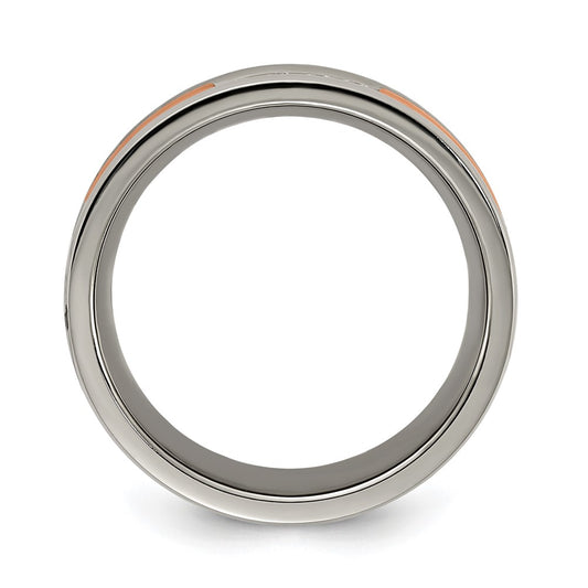 High-Quality Chisel Titanium Rose IP-Plated Band, 7.00mm CZ Accent, Stylish