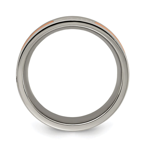 7.00mm CZ Accent Chisel Titanium Rose IP-Plated Band