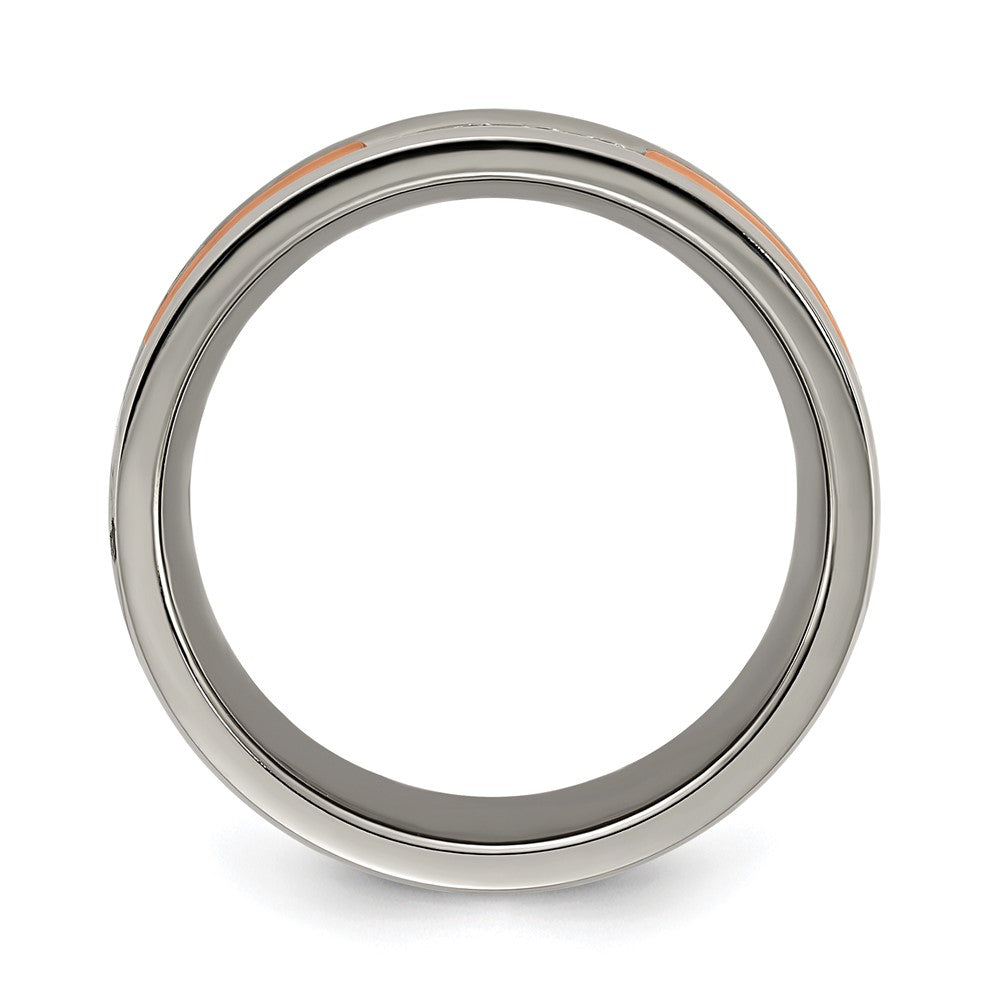 High-Quality Chisel Titanium Rose IP-Plated Band, 7.00mm CZ Accent, Stylish!