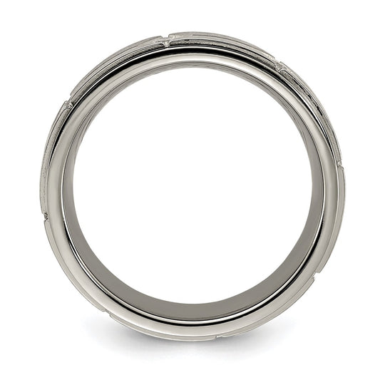 Buy High-Quality 7mm CZ Accent Titanium Chisel Band - Stylish & Affordable