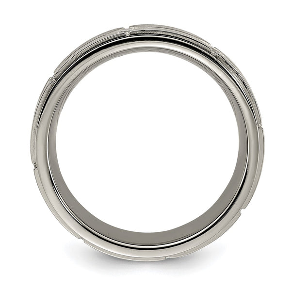 7.00mm Chiseled Titanium Band with Polished Finish & Brushed Center