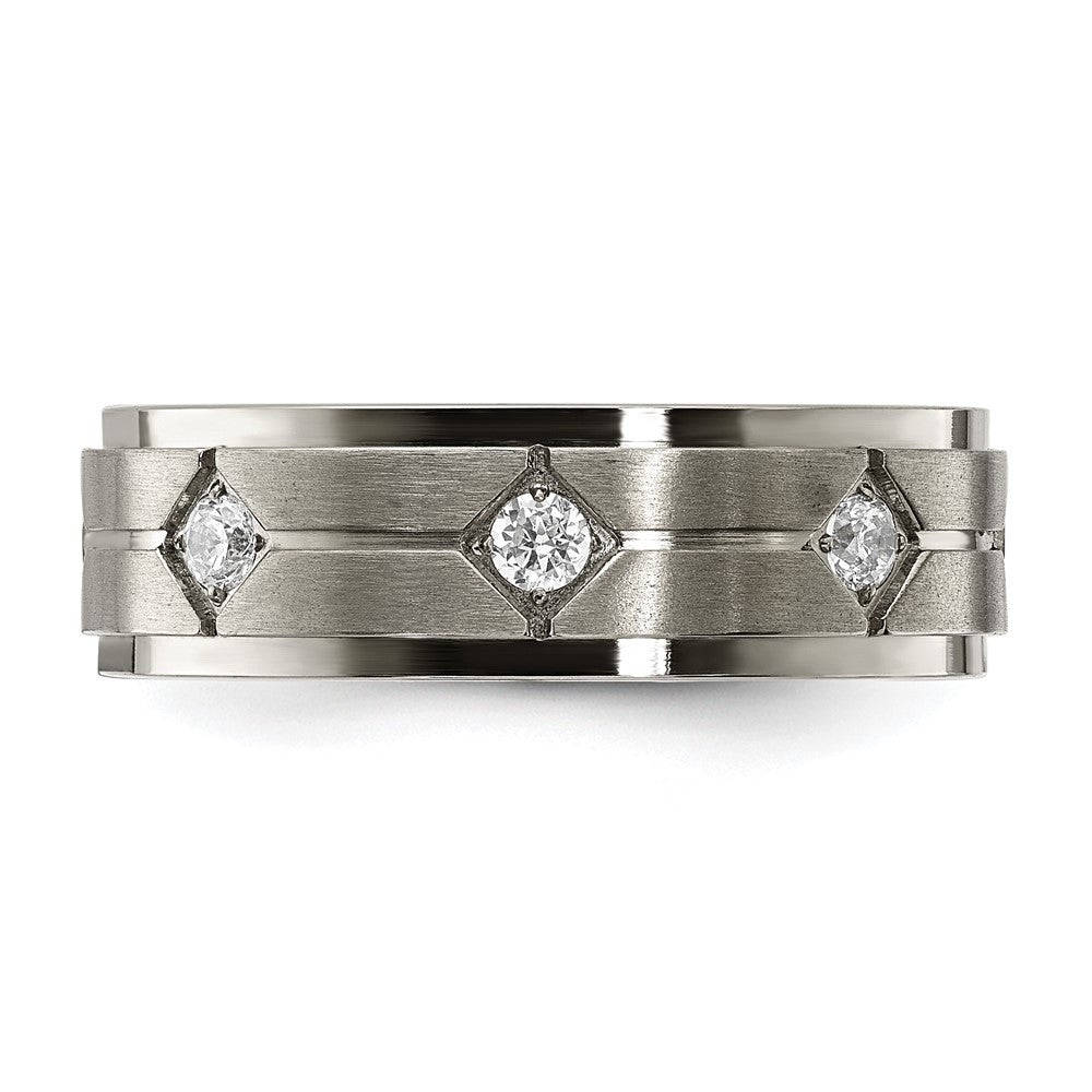 Buy High-Quality 7mm CZ Accent Titanium Chisel Band - Stylish & Affordable