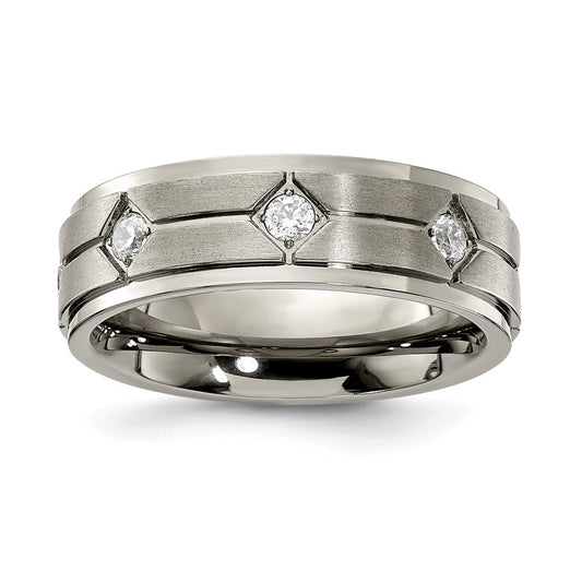 Buy High-Quality 7mm CZ Accent Titanium Chisel Band - Stylish & Affordable