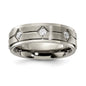 Buy Stylish 7mm Polished Titanium Chisel Band with CZ Accent & Brushed Center-2