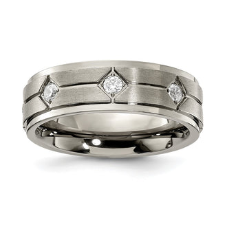 Buy Stylish 7.00mm CZ Accent Polished Titanium Chisel Band - Affordable Luxury