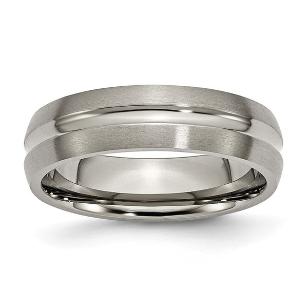 Chiseled Titanium 6mm Grooved Band - Brushed/Polished