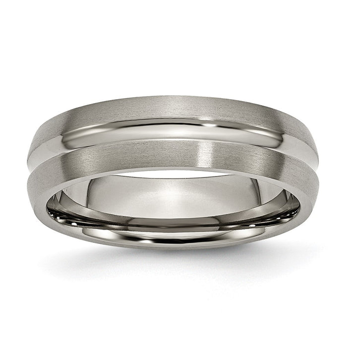 Buy Exclusive 6mm Grooved Titanium Band - Stylish Brushed & Polished Finish-1
