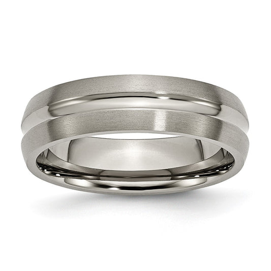 High-Quality Chisel 6mm Grooved Band in Brushed Polished Titanium - Stylish Value