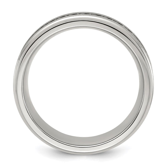 High-Quality Chiseled Titanium Band 7mm CZ Accents | Stylish Finish & Affordable Price